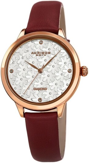Akribos XXIV Dameklokke AK1051BR Diamond Sølvfarget/Lær Ø34 mm