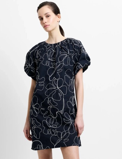French Connection Rhodes Embroidered Mini Dress   Black   XL