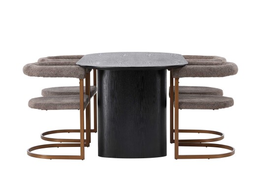 Venture Design Isolde & Morning spisegruppe Brun/svart 4 stoler & bord 180 x 90 cm