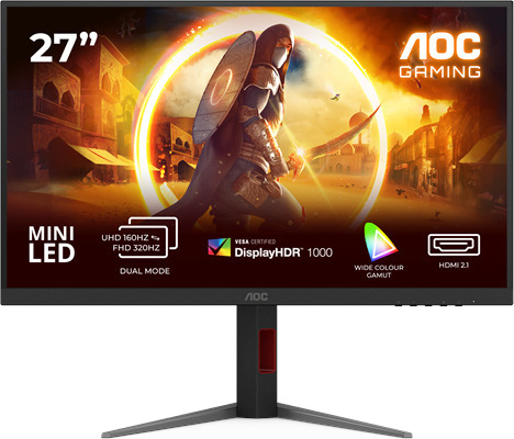 AOC U27G4XM 27" 4K Gamingskjerm med 1ms Responstid og 320Hz Oppdateringsfrekvens AOC U27G4XM 27" 4K Gamingskjerm med 1ms Responstid og 320Hz Oppdateringsfrekvens