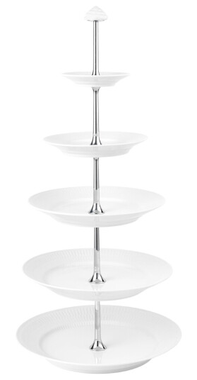 Royal Copenhagen White Fluted kakefat 5 etasjer