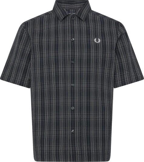 Fred Perry Seersucker Check Shirt   Navy   XL