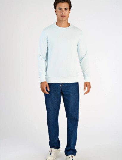 Lindbergh Logo Chest Print O Neck Sweat Blue XL
