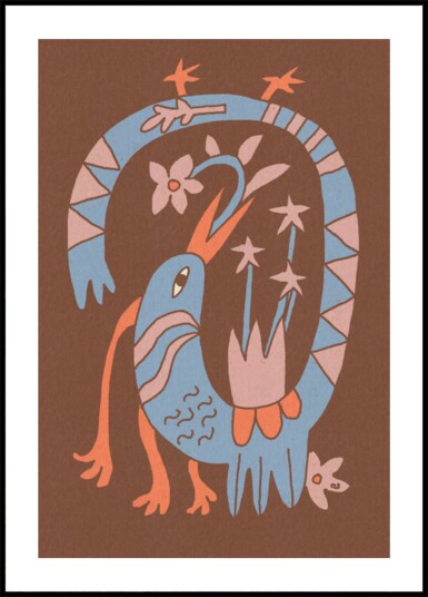 Whimsical Folk Bird Plakat / 100x150