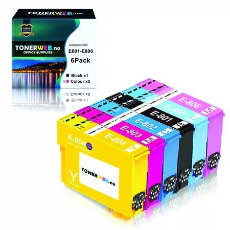 Epson Blekkpakke (T0801,T0802,T0803,T0804,T0805,T0806) (13 ml) - Erstatter T0807