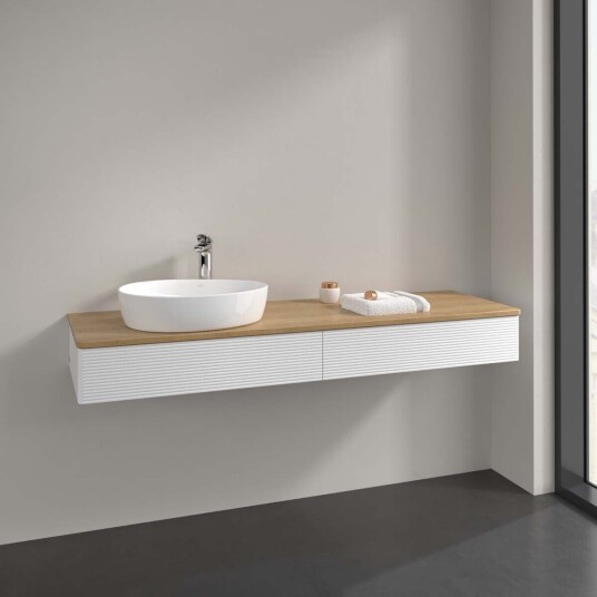 Villeroy & Boch Antao Servantskap med 2 skuffer 160x50x19 cm u/lys Hvit Matt/Eik