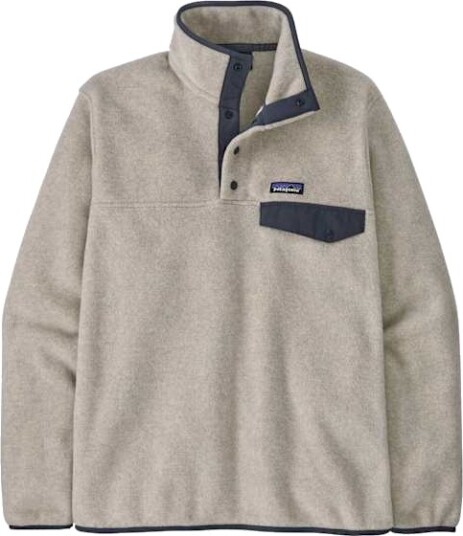 Patagonia Lightweight Synchilla Snap-T Fleece P/O Herre Otsm/Oatmeal Heather W/Smolder Blue L