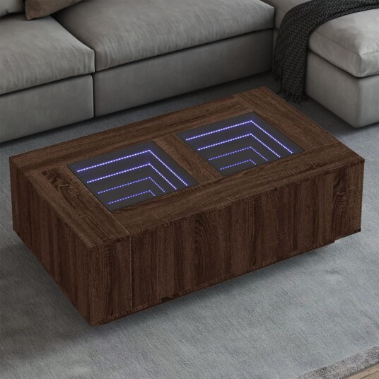 Salongbord med Infinity LED brun eik 116x69x40 cm 3284062