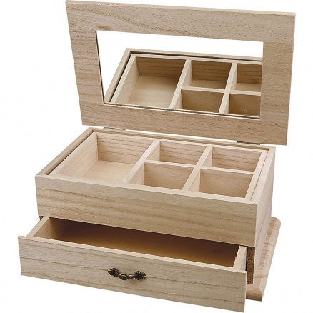 Diverse Smykkeskrin str 27x17x12 cm keisertre 1 stk