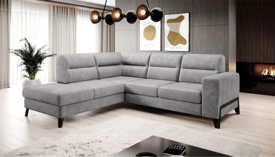 Anglika Sofa m. Sjeselong 4 seters   Grå