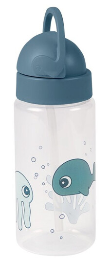 Done by Deer Straw Bottle Sea Friends Blå