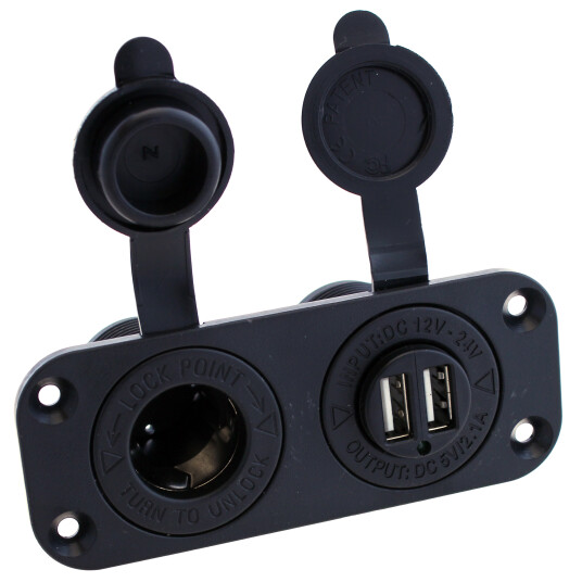 Strømuttak 12V og USB Strømuttak 12V og USB