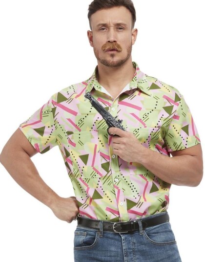 80s Graphic Print Kostymeskjorte til Mann
