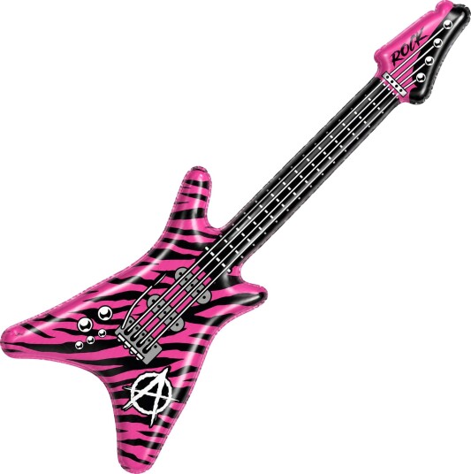 Fiestas Guirca Oppblåsbar Elgitar Zebra Rosa 27369
