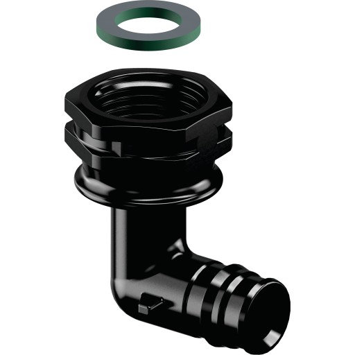 Uponor 90° Albueadapter med Omløber PPSU 16mm x 12mm - Svart