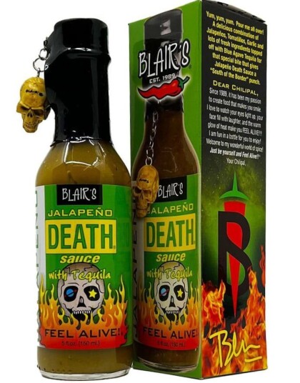 Blair"s Jalapeno Tequila Death Sauce Mildt Sterk Saus med Jalapeno og Tequila 150 ml USA Import Blair"s Jalapeno Tequila Death Sauce Mildt Sterk Saus med Jalapeno og Tequila 150 ml USA Import