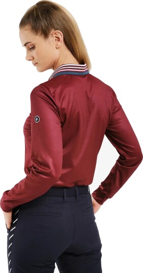 Cross Sportswear W Stripe Polo Ls Burgundy XS