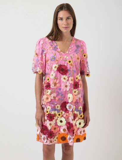 YAS Yasflowering Ss Dress Show Pink 36