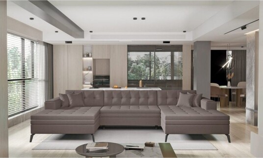 Hjørnesofa Eltap Vertizo 350x170x93 cm Savoi 7 Brun Symmetrisk