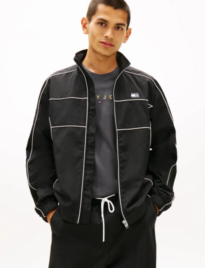 Tommy Jeans Tjm Piping Detail Flag Jacket   Black   L