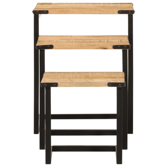 Stablebare salongbord 3 stk heltre mango og jern 8721012085534