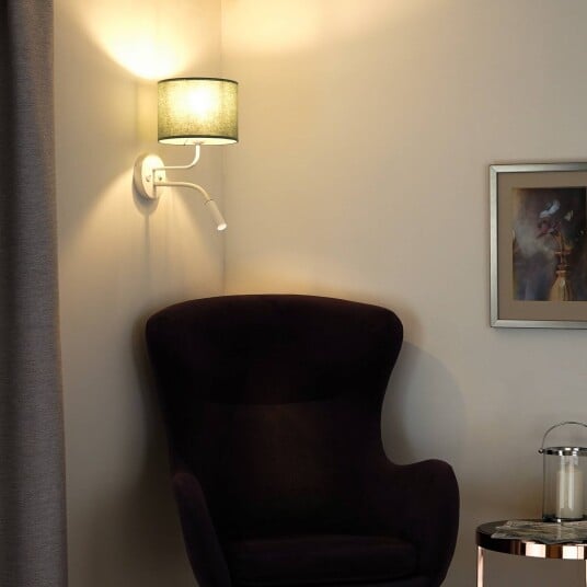 Duolla Vegglampe stoff hvit/sage leselampe
