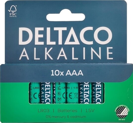Deltaco Batteri 10 X Aaa Lr03 Alkalisk 1300 Mah LR03-10B