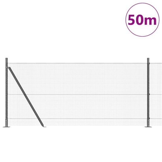  Sveiset Trådgjerde med 13 flanserte påler Grå 0.8x50 m Stål