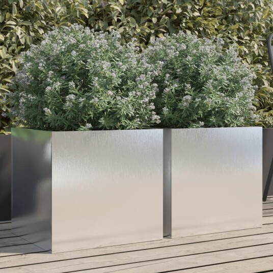 Plantekasser 2 stk sølv 42x40x39 cm rustfritt stål
