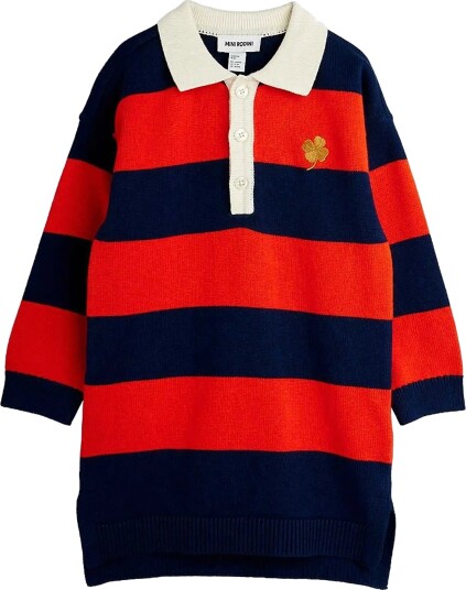 Mini Rodini Knitted Rugby Dress Navy 128/134