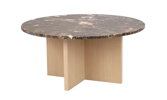 Rowico Home Brooksville sofabord Brun marmor/hvitpigmentert eik 90 cm Brun