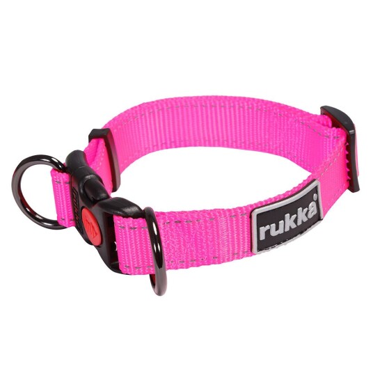 Rukka Pets Rukka® Bliss Neon Halsbånd, rosa - Str L: 45 - 70 cm Halsomfang, B 30 mm
