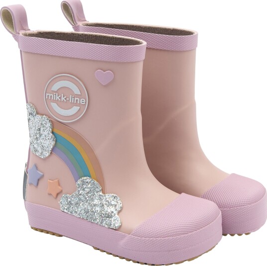 Mikk line Wellies Rainbow Patch Barefoot Pink 23