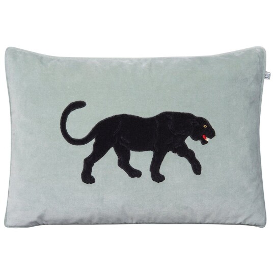 Chhatwal & Jonsson Embroidered Black Panther putevar 40x60 cm Aqua