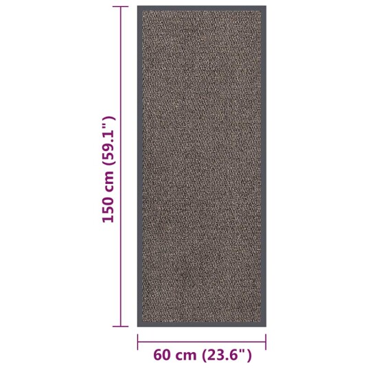 vidaXL Tuftet dørmatte 60x150 cm mørkebrun