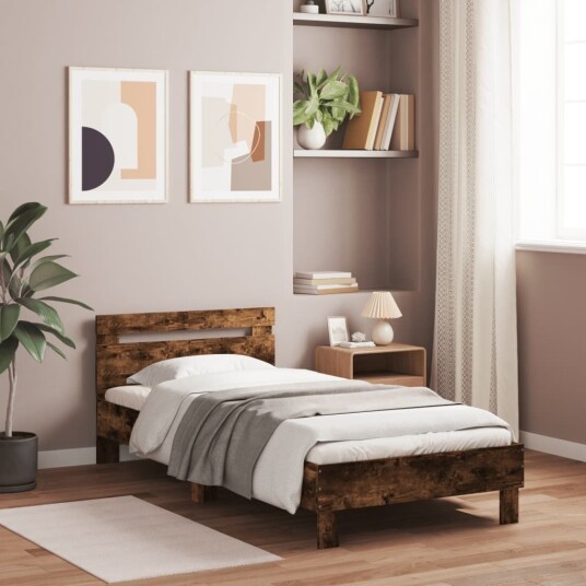  Sengeramme med hodegavl røkt eik 100x200 cm konstruert tre 8721012238800