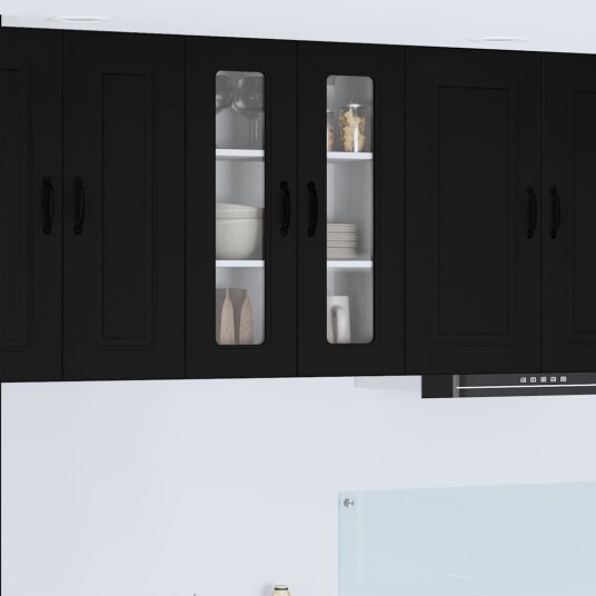 Kjøkkenskap med hylle Svart 60 x 31 x 80 cm Konstruert tre Kjøkkenskap med hylle Svart 60 x 31 x 80 cm Konstruert tre