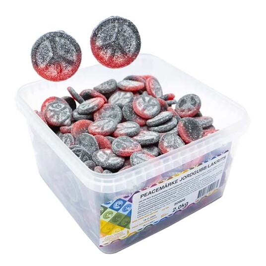 ERT Godis Bulk Peacemerke Jordbær/Lakris Storpakning - 2 kg