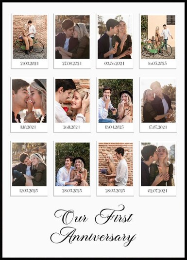 Couple Memories Polaroid Style Photo Collage Plakat Plakat / 21x30cm