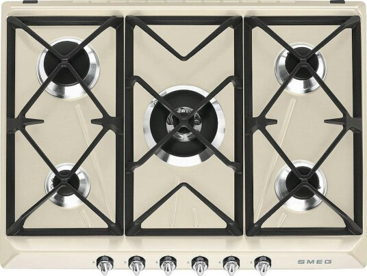 Smeg Victoria gassplatetopp 5 kokesoner 70 cm integrert kremfarge Smeg Victoria gassplatetopp 5 kokesoner 70 cm integrert kremfarge