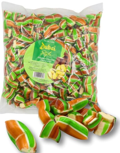 1 kg Dubai Style Rock Bag   Sukkertøy med Pistasj og Sjokoladesmak
