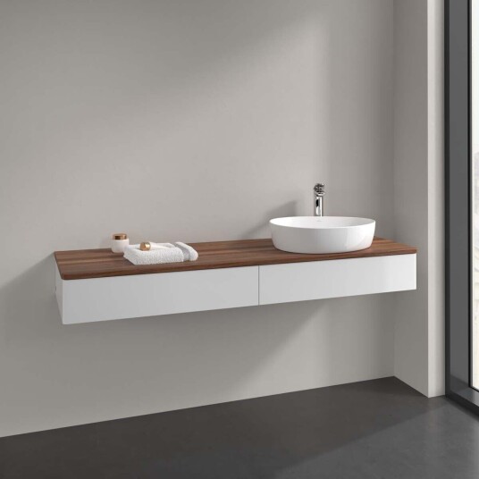 Villeroy & Boch Antao Servantskap med 2 skuffer 160x50x19 cm m/lys Hvit Blank/Valnøtt