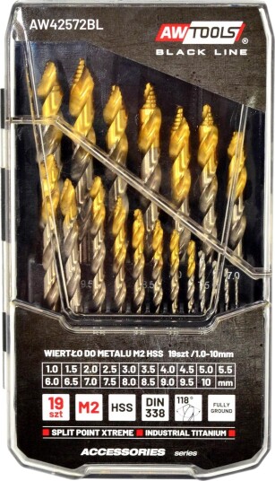 Wiertlo Awtools Metallbor M2 Hss-Tin Sett 19 Stk. 1,5-10 Mm Black Line Wiertlo Awtools Metallbor M2 Hss-Tin Sett 19 Stk. 1,5-10 Mm Black Line