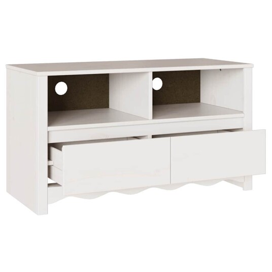 TV skap med skuff Hvit 99 x 43 x 55 cm Massivt furutre TV skap med skuff Hvit 99 x 43 x 55 cm Massivt furutre