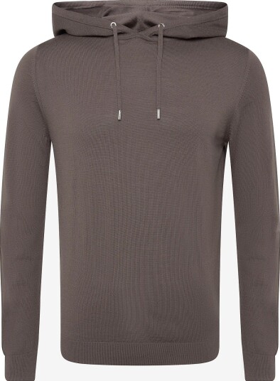 Reiss Holland Ls Merino Wool Hoody - RIDGE BROWN - S