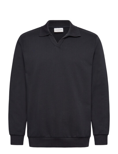 Lindbergh Sweat V Neck Polo L/S Black M Lindbergh Sweat V Neck Polo L/S Black M
