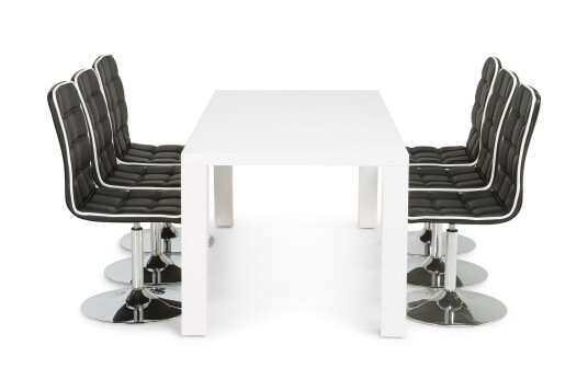 Concept 55 Spisegruppe Jack Hvit/Svart 6 Shaw Stoler