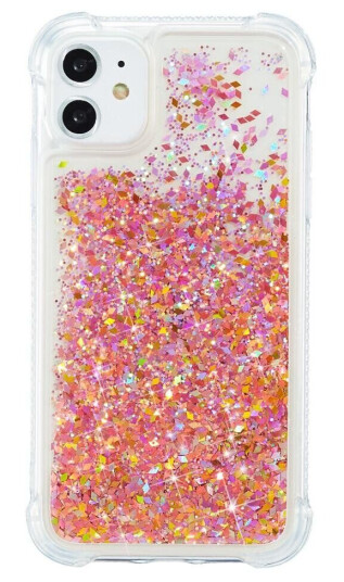 INCOVER iPhone 12 / 12 Pro Plastikkdeksel m. Glitter - Gjennomsiktig / Oransje