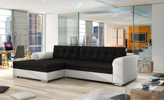 Seksjon Eltap Conforti 275x165x78 cm Sawana 14 Soft 17 Svart Hvit Venstre