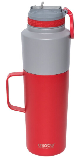 Asobu Twin Pack Flaske Med Kopp Rød 0,9 L + 0,6 L